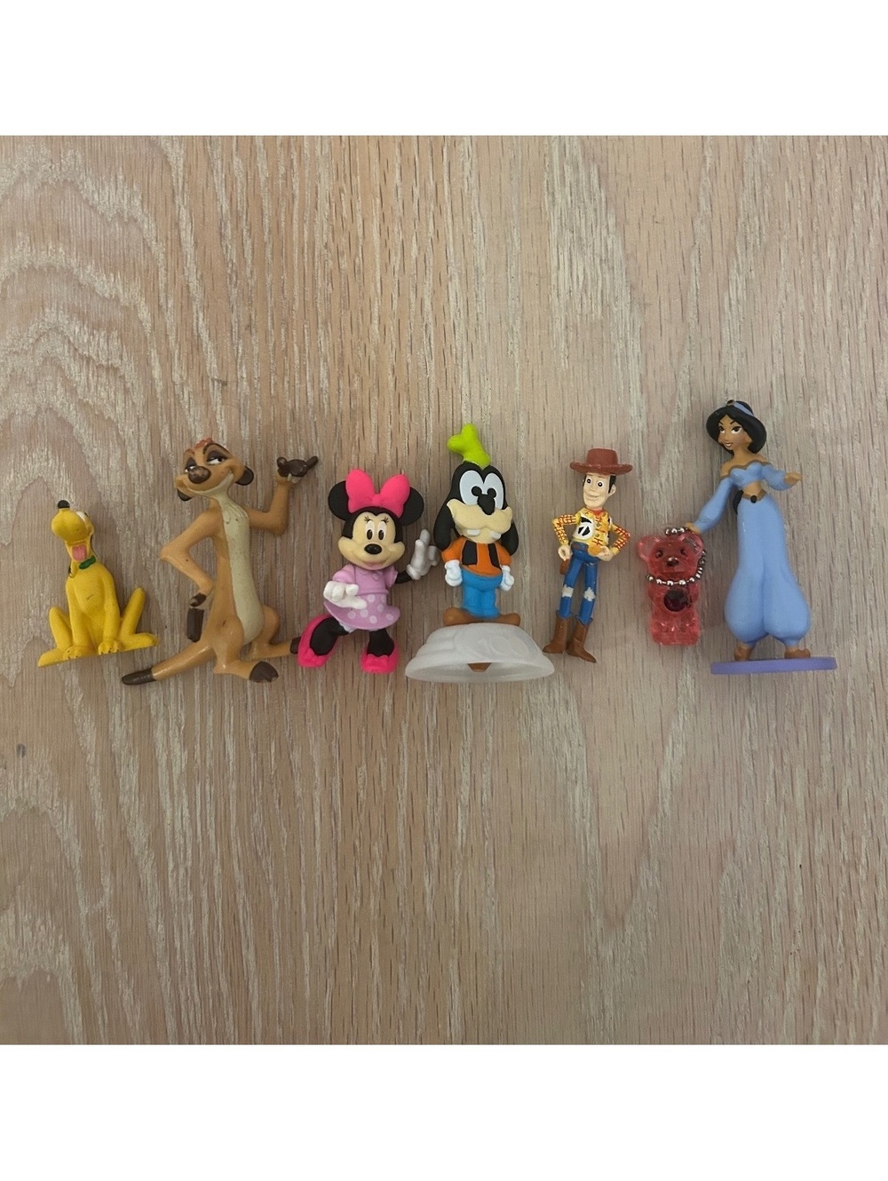 Disney Character Mini Figure Set - Minnie, Jasmine, Woody, Goofy, Pluto, Timon,